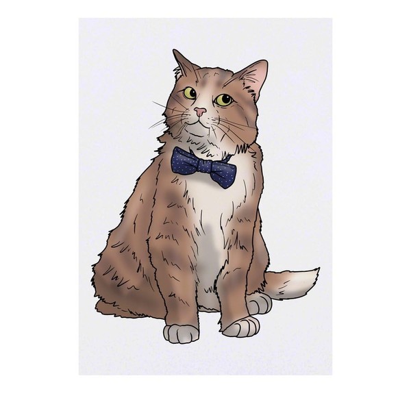 'Fancy Bow Tie Cat' Temporary Tattoo - Water Resistant, Skin-Safe,