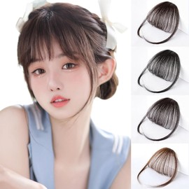 Dark Brown Partial Wig, Bangs Hair Extension, Point Wig, Hair Piece, Gray Hair Cover, Hair Thickening, Women's, For Everyday Use, One-Touch Extension, Thin, Fluffy, Natural, Crown Wig