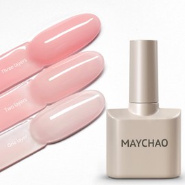 MAYCHAO Jelly Gel Nail Polish -15ML Nude Pink Jelly Gel Polish Soak Off UV LED Transparent Pink Nail Polish for DIY Manicure Home Salon Nail Art, 0.5 OZ