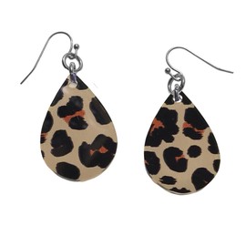 Leopard Print Earrings Teardrop Dangle Animal Print Pattern Cheetah, Lightweight Hypoallergenic