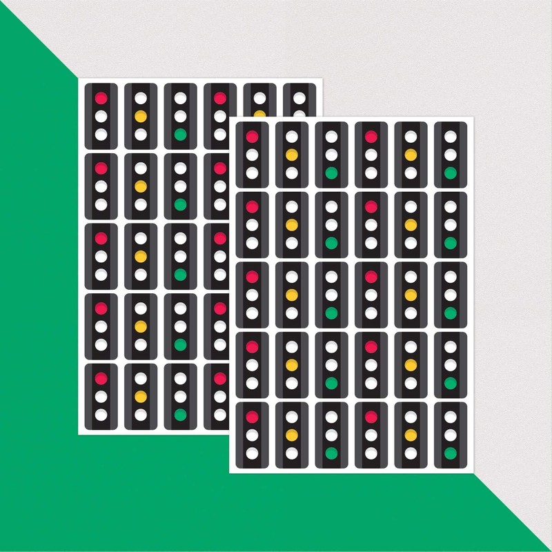PAPERZIP - Traffic Light Stickers (Red, Amber and Green) for