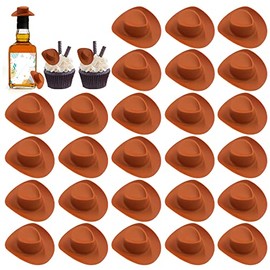 30PCS Plastic Mini Western Cowboy Cowgirl Hat Cute Miniature Hat for Party Accessories Toy Doll Dress Up Play House Games