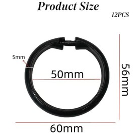 Kutesna 12 PCS White Plastic Shower Curtain Rings, Easy Snap Closure Shower Curtain Hooks