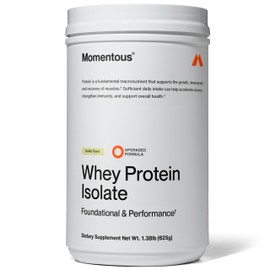 Momentous Essential Grass-Fed Whey Protein Powder - 20 g Whey Isolate Protein - NSF Certified for Sport - Gluten-Free - 25 Servings for Essential Everyday Use - Vanilla - Package May Vary