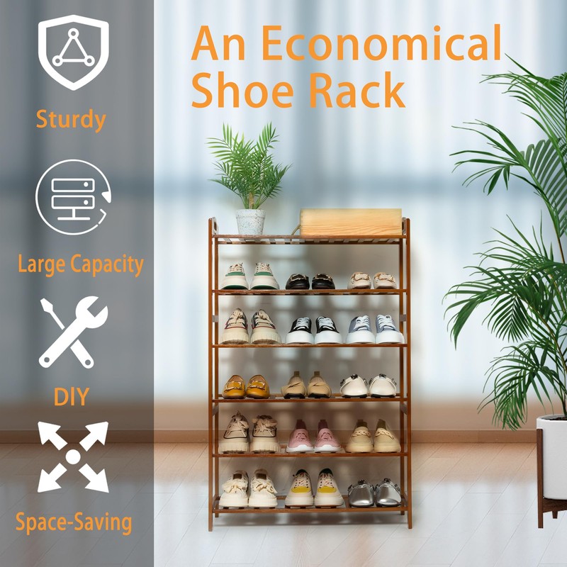 RKK Shoe Rack for Front Foor Entrance, Bamboo Shoe Rack