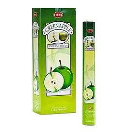 NEW: HEM "GREEN APPLE" HEXA INCENSE STICKS, 6 PACKS X 20 STICKS = 120 STICKS BY MAKBROS