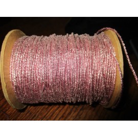 unknown 5 Yd ~ 1 /16 in  Vintage French 3 ply Pink metallic Thread Trim  ~ NOS ~ sparkle