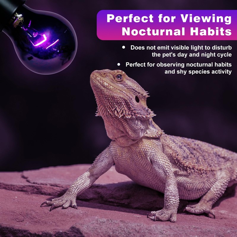 LUCKY HERP Reptile Heat Lamp 50W 2 Pack, Reptile Night