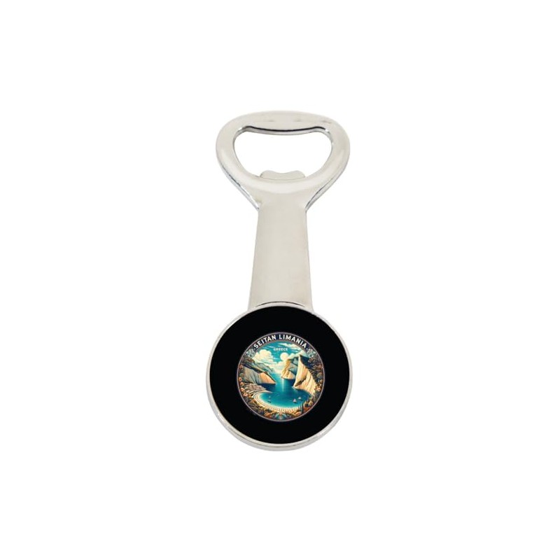 Seitan Limania Greece Souvenir Destination Magnetic Bottle Opener Single