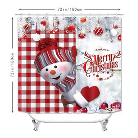 CJWLKJ Merry Christmas Shower Curtains for Bathroom 72 x 72 Red Buffalo Plaid Vintage Snowman Winter Snow Snowman Rustic Retro Farmhouse Bathroom Decor