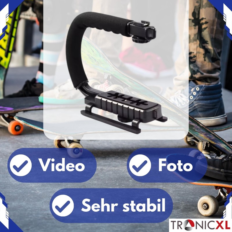 TronicXL Video Action Stabilising Handle Stabiliser with Cold Shoe for