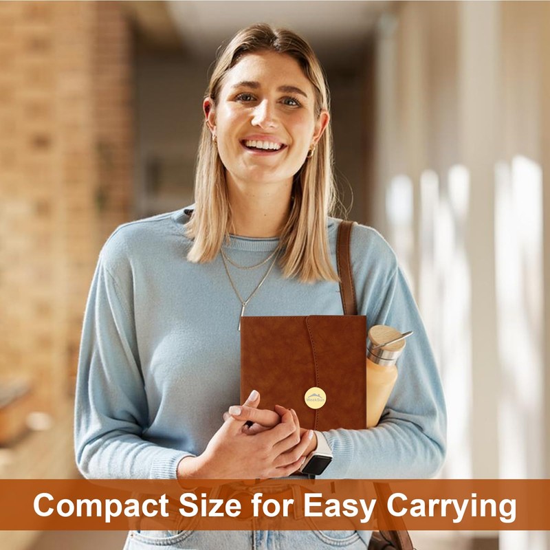 WEEKSUN A5 Leather Notebook, Round Buckle Magnetic Retro Executive Notebooks