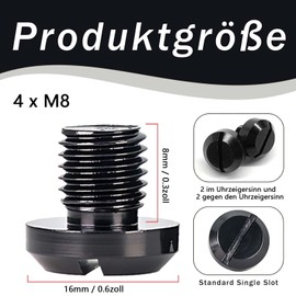 M8 Motorrad Spiegel Blindstopfen Schrauben, Motorrad Abdeckkappen 4 x M8 (2 im Uhrzeigersinn und 2 Gegen den Uhrzeigersinn), Aluminium Anodische Oxidation Schrauben Gewinde Schraubdeckel