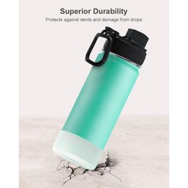 koodee 16 oz Water Bottle Stainless Steel Double Wall Vacuum Insulated Sports Water Bottle with Straw, Reusable Metal Wide Mouth Water Flask for Girls Women,BPA Free(Teal)