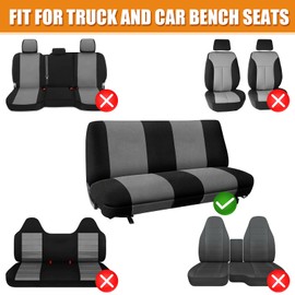 Truck Bench Seat Cover, Compatible with Most Truck and Car Bench Seats, Universal Dutch Velvet Automotive Cover Cushion Accessories, Black & Gray