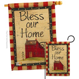 Bless Our Home Garden House Flags Set Country Living Primitive Farm Western Barn American Rustic Cowboy Rural Ranch Small Decorative Gift Yard Banner Double-Sided Made In USA 28 X 40