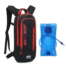 Croogo Lightweight Portable Cycling Rucksack Day Hiking Bag Running Pouch Women Men with 2L Water Bladder,Black/Red-SD-OT04