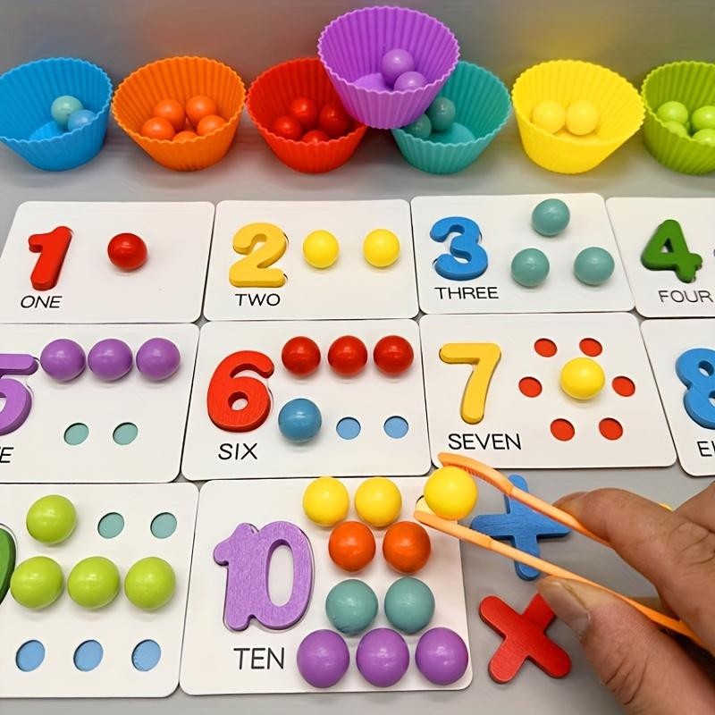 Montessori arithmetic toys for children, colorful silicone digital learning game