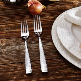 KEAWELL Premium 20/45/65 Piece Louis Hammered Silverware Set with Squared Edge, 18/10 Stainless Steel, Service for 4/8/12, Fine Flatware Set, Dishwasher Safe (20)
