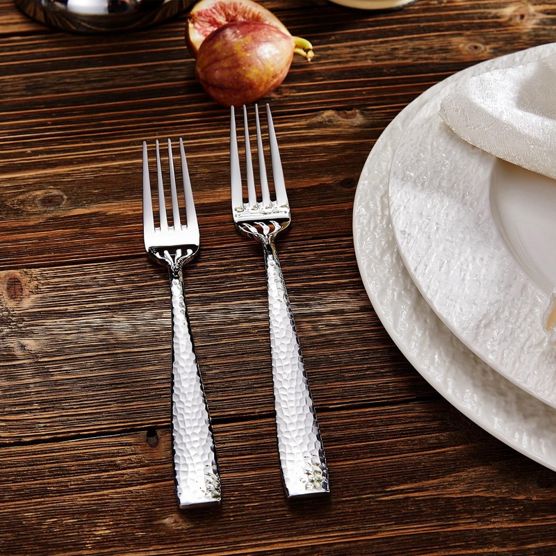 KEAWELL Premium 20/45/65 Piece Louis Hammered Silverware Set with Squared