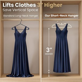 Bihoonge 40 Pack Short Neck Hangers, Space Saving, Silicone Non-Slip, Cream