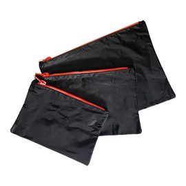 Set of 3 Travel Trio Pouch Set – Multipurpose Pouches for Makeup, Toiletries, Travel Storage, Office Supplies, and Home Organization (Pack of 1, Red Zipper)