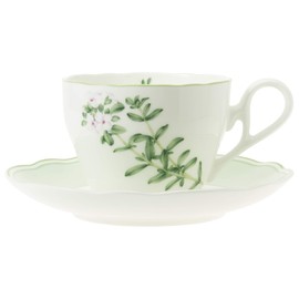 Noritake T97887/4942 Noritake Cup & Saucer (Both Coffee and Tea) 8.5 fl oz (250 cc), English Herbs, Microwavable, Time, Bone China