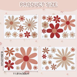 COMNICO Pack of 40 Wall Stickers Flowers Daisy Wall Stickers Boho Style Cute Wall Decoration Stickers Wall Stickers for Bedroom Classroom Living Room Wall Art (4 Sheets)