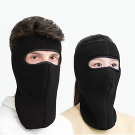 Unisex Full-Face Brushed Winter Mask for Hiking and Fishing Black 2ea