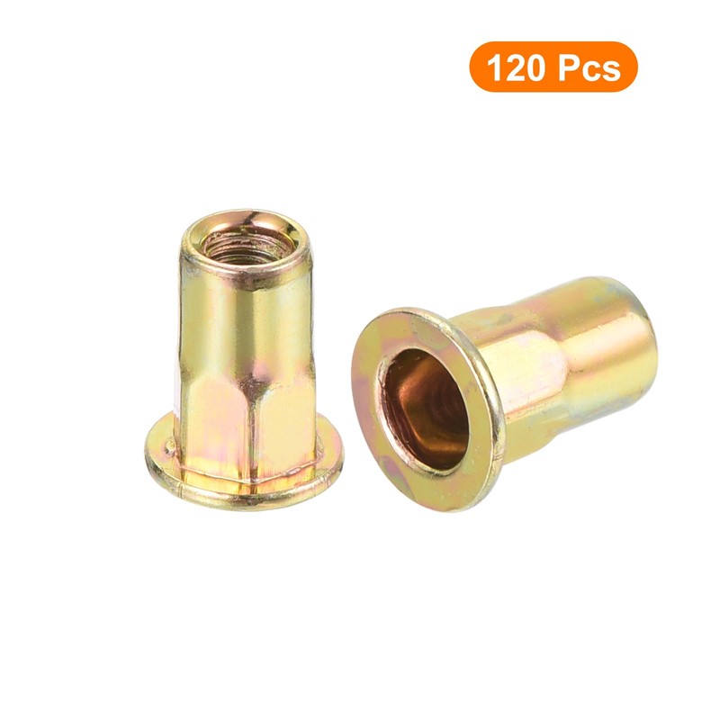 sourcing map 120Pcs Half Hex Body Flange Rivet Nut, M3