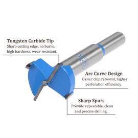 Kozelo Forstner Drill Bit - [26mm] Tungsten Carbide Auger Opener for Wood Furniture Hinge Woodworking Use, Round Shank, Dark Blue