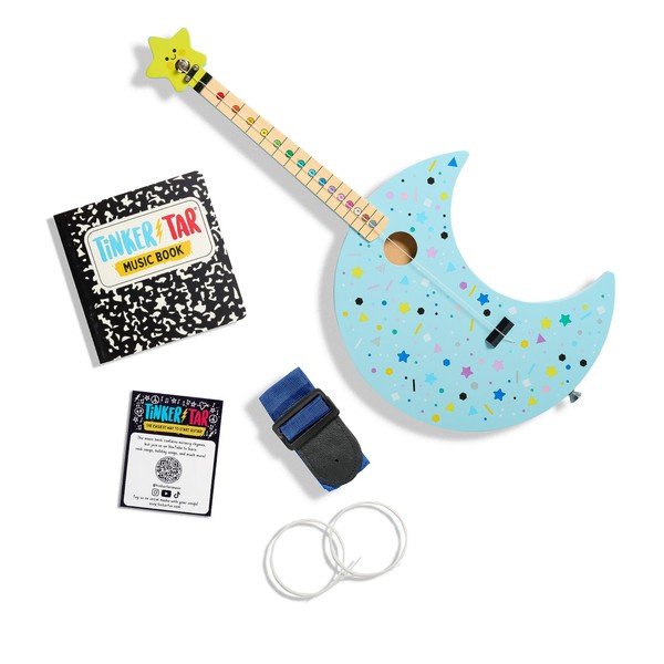 TinkerTar - Moon Guitar - The Easiest Way to Start and Learn Guitar - Premium Wood Construction - 1 Stringed Toy Instrument for Kids – Perfect Intro to Music for Ages 3 and up - from Buffalo Games