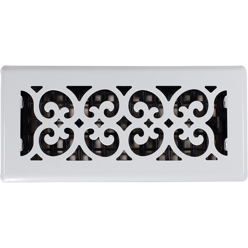 Decor Grates FSH610-WH Scroll Floor Register, 6-Inch by 10-Inch, White