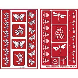 Over 'n' Over Reusable Self-Stick Etching Stencil for Glass (or Stamping) - Bundle of Two Sets - Butterflies & Garden Friends