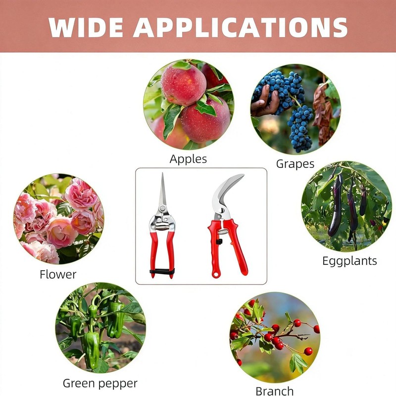 2 Pcs Garden Pruning Shears, Multifunctional Garden Scissors Set, 8"