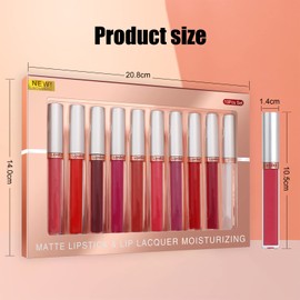 10pcs Liquid Lipstick Set,9 Colours Nude Matte Lipsticks Lip Plumper Makeup Set Non-Stick Cup Lip Gloss Waterproof Long-Lasting Velvet Lipgloss Moisturizer Smooth Liquid Lipstick