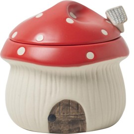 MayeBridge Mushroom Sugar Bowl, Cute Ceramics Salt Pot,Mushroom Jar,Pepper Storage Jar with Lid and Spoon,Seasoning Box Condiment Pots (Red)