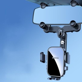 SooPii Rotatable and Retractable Rear View Mirror Phone Holder for Car, Universal 360° Adjustable Car Phone Mount Compatible with All 4-7 Inch Cell Phones, Easy Installation, Secure Hands-Free Driving