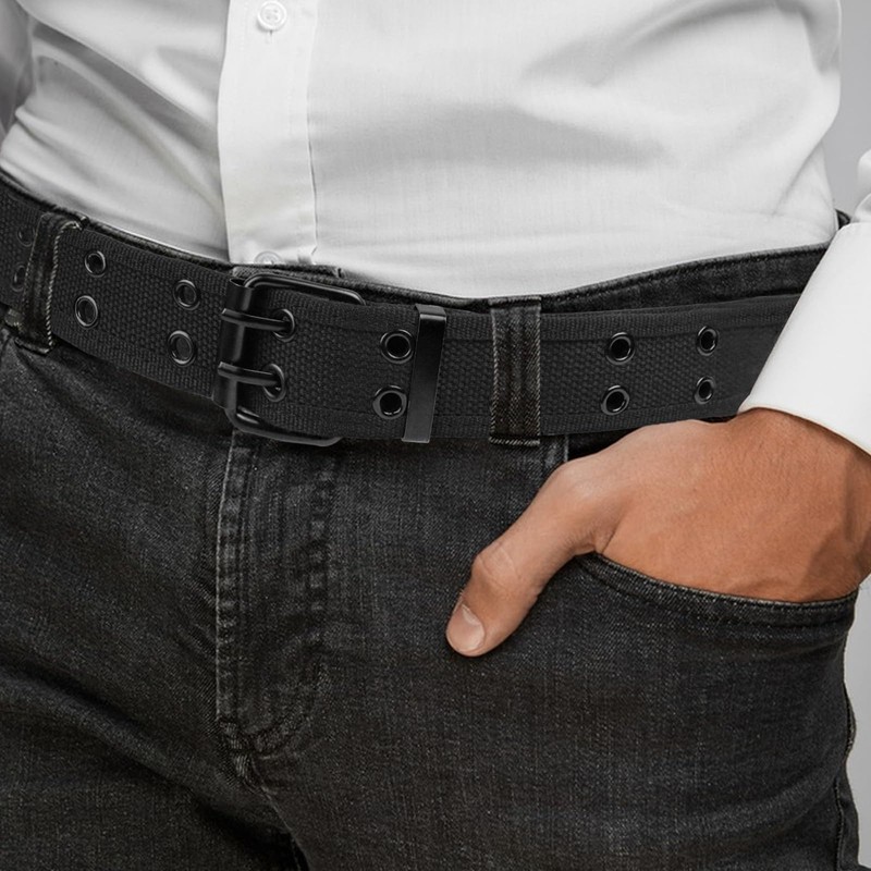 Iridsmole Double Grommet Canvas Belts for Men, Nylon Webbing Belts