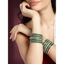 Aheli Ethnic Colorful Bangles Chudha Set Stone Studded Bangle Set Indian Wedding Wear Fashion Jewelry Gift for Women