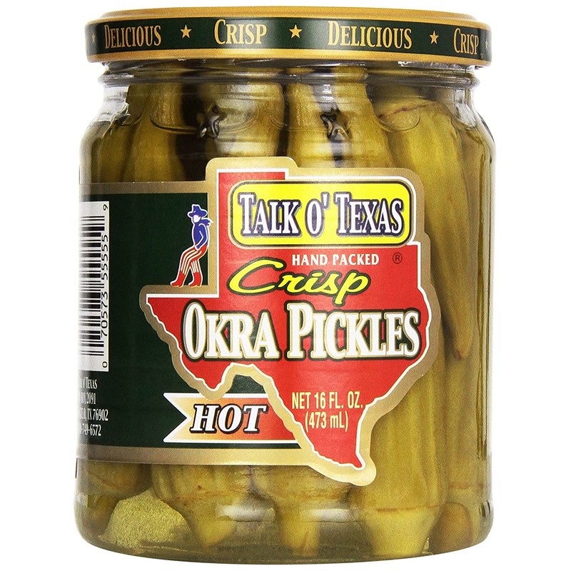Talk O Texas Okra Pickles, Hot, 16 oz (Pack of