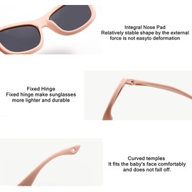 Slzhds Polarized Toddler Sunglasses for Boys/Girls, 0-4 Years, Cute Polarized Sunglasses With Strap Flexible Tpee Frame, UV400 Protection, Strap Included, Adjustable Lightweight Sunglasses (Pink)