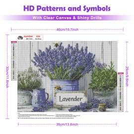 QENSPE Diamond Painting Lavender, Plant Diamond Art Set Adults, Crystal Diamond Painting DIY Diamond Art Craft for Home Room Wall Decor 30 x 40 cm