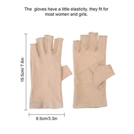 Maxdot Fingerless Gloves Non Slip UV Protection Driving Gloves Summer Outdoor Gloves for Women(1 Pair,Khaki)