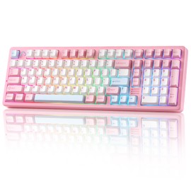 YUNZII AL98 QMK/VIA Wireless Mechanical Gaming Keyboard,Full Aluminum,BT/2.4G/USB-C, Pre-Lubed Hot Swappable Gasket Mount 1800 Layout,RGB Backlit for Win/Mac (Pink, Milk Switch)