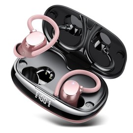Tukio Wireless Earbuds Bluetooth 5.4 Headphones - 80H Deep Bass In Ear with 4 HD ENC Noise Cancelling Mic, Wireless Earphones Running IPX7 Waterproof, Ear Buds with Earhooks for Sport