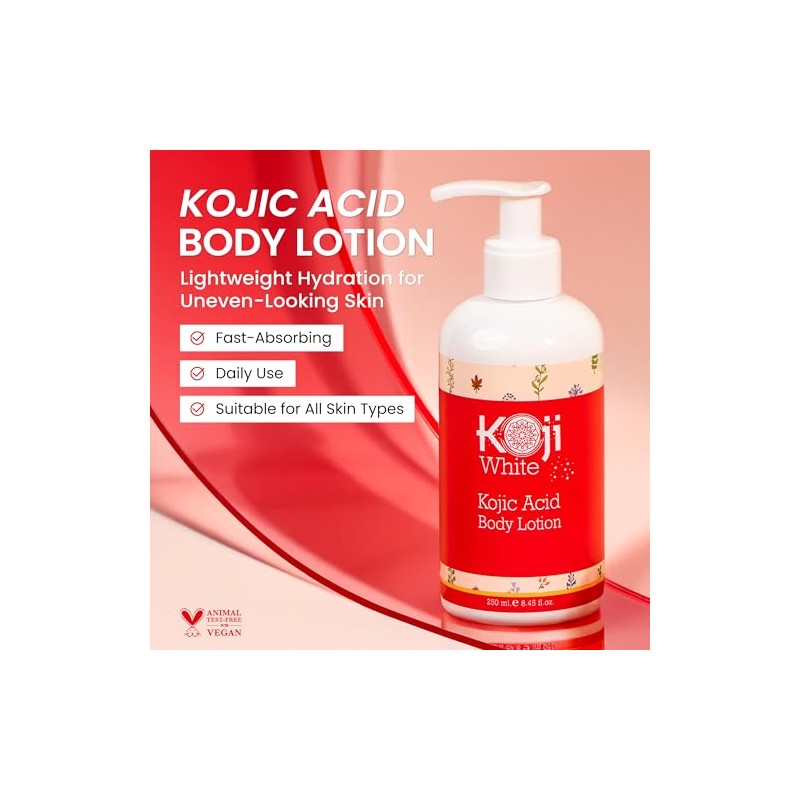 Loción Corporal Aclarante con Ácido Kójico Hidratante Natural y Seguro,