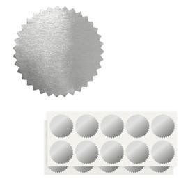 200 Pcs 2" Round Foil Seal Stickers, Wmiwulien Self Adhesive Metallic Seals with Serrated Edge for Package, Envelope, Certificate, Wafer, Awards Legal, Blank Notary Embossing Stickers (Silver)