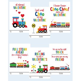 Silly Goose Gifts Happy Choo Choo Train Themed Valentines Day Card for Kids School Classroom Exchange (24 included)