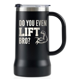 Onebttl Workout Gifts for Men, Gym Rat Exercise Lifting Gift, Funny Stainless Steel Beer Stein Tumbler, 24oz Beer Mug with Lid - Do You Even Lift